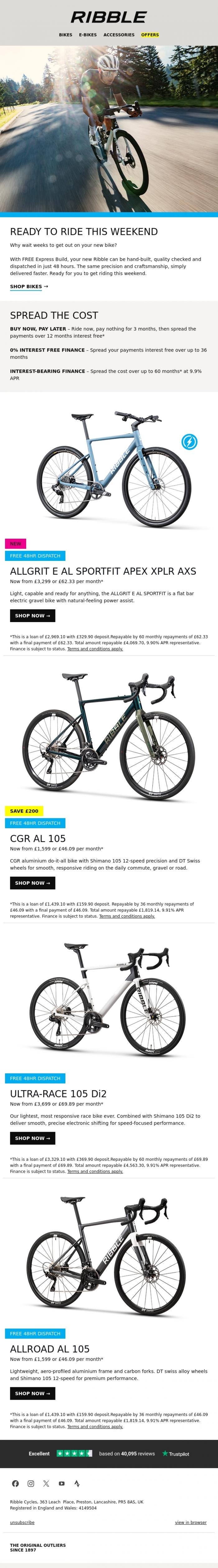 Email Design Inspiration from Ribble Cycles, FREE 48hr Express Build