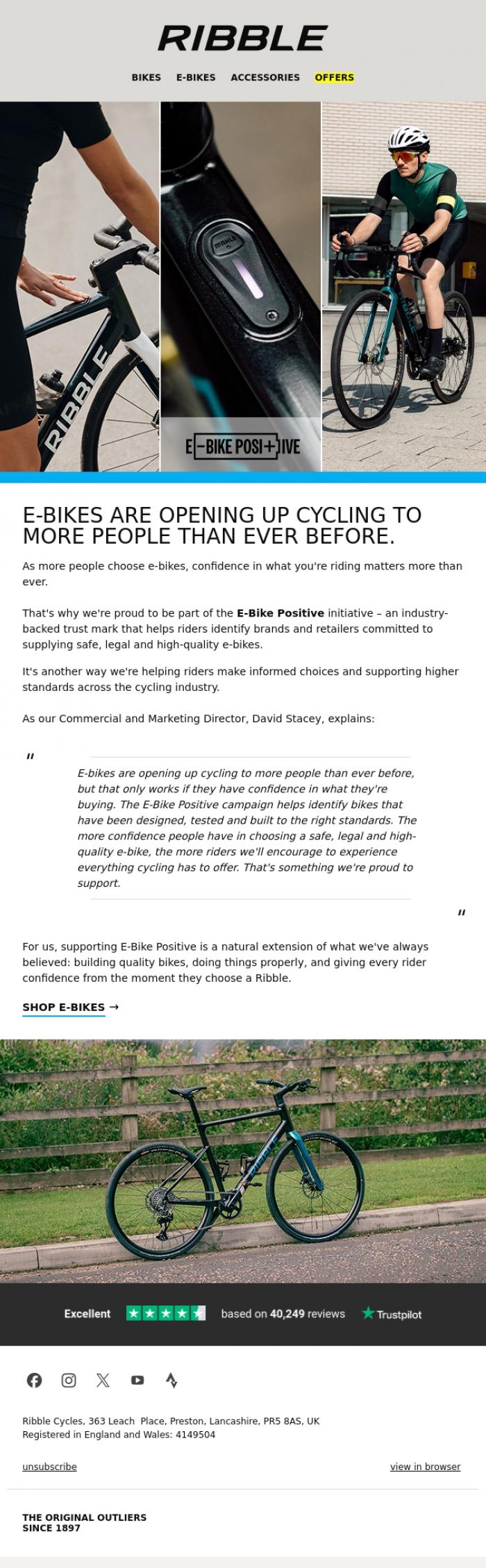 Email Design Inspiration from Ribble Cycles, Raising the Standard for E-Bikes.