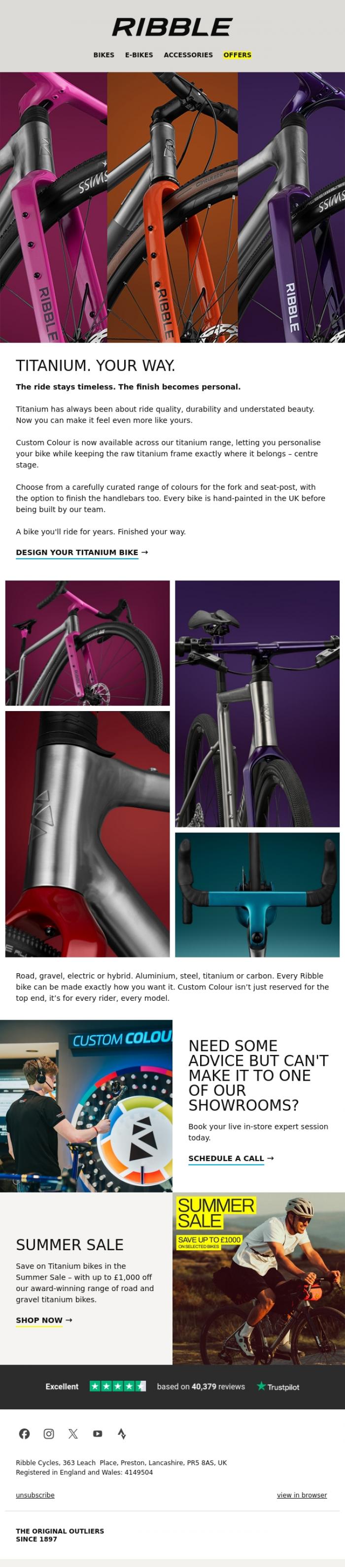 Email Design Inspiration from Ribble Cycles, Your bike. Your colours.