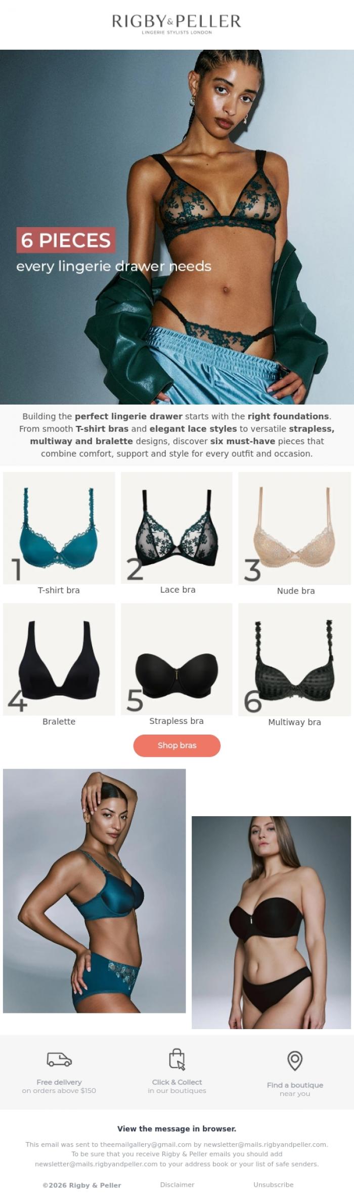 Email Design Inspiration from RIGBY & PELLER, 6 pieces every lingerie drawer needs 🤍