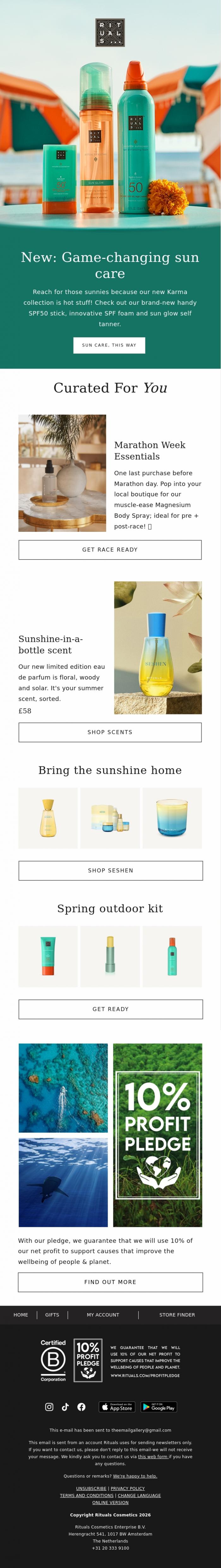 Email Design Inspiration from Rituals Cosmetics, NEW! Karma sun care you gotta see! 🌞