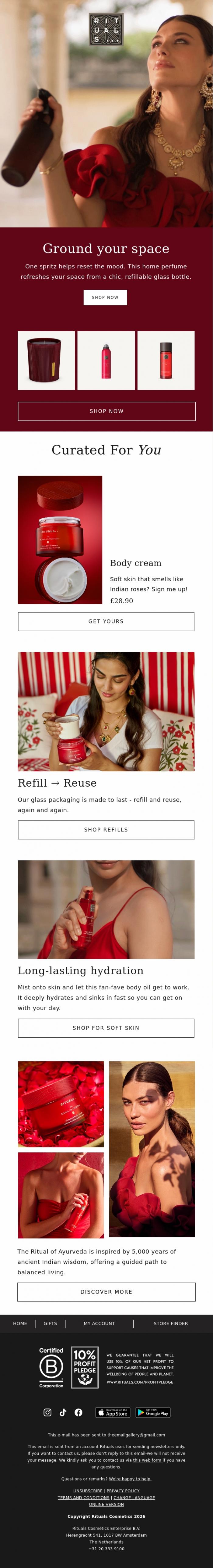 Email Design Inspiration from Rituals Cosmetics, Come to your scent-es