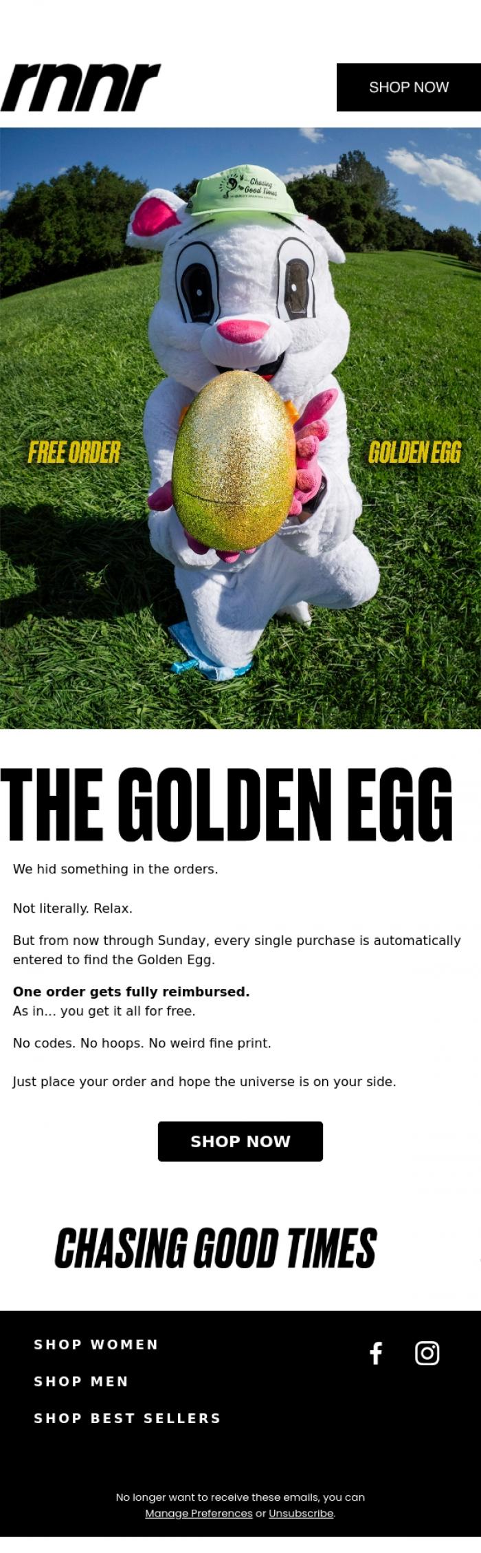 Email Design Inspiration from rnnr, Want a Free Order?