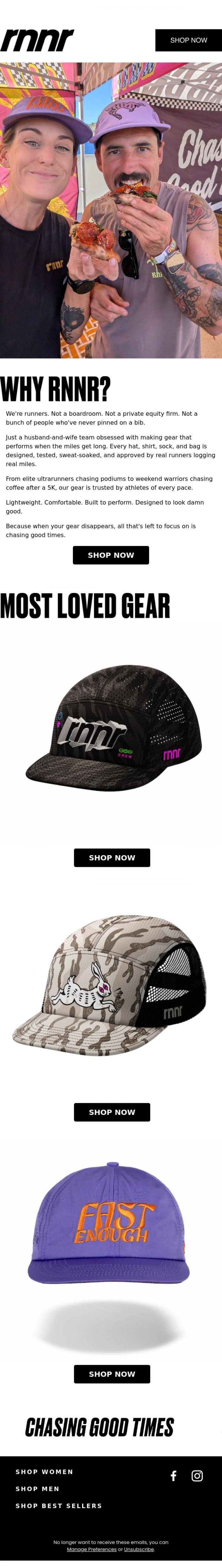 Email Design Inspiration from rnnr, We're Not Your Average Running Brand