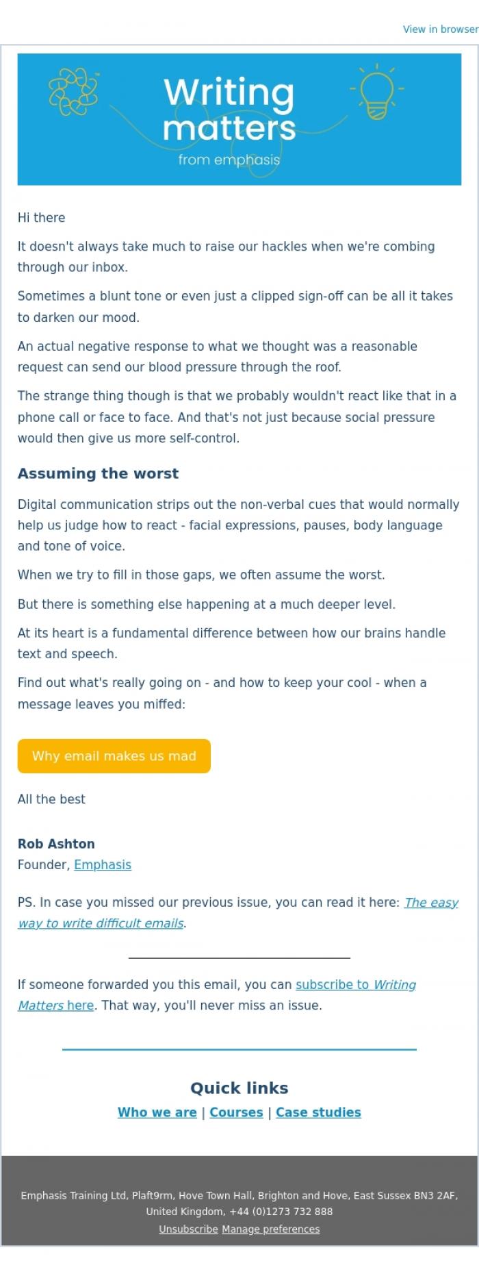 Email Design Inspiration from Rob Ashton, Why some emails make us mad