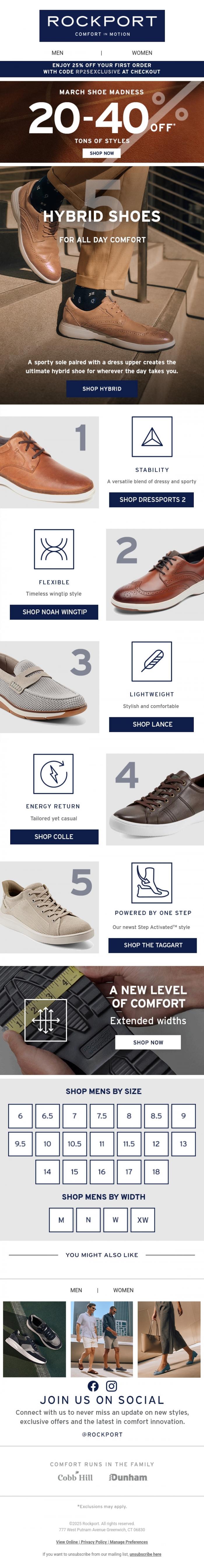 Email Design Inspiration from Rockport, Upgrade Your Spring Wardrobe