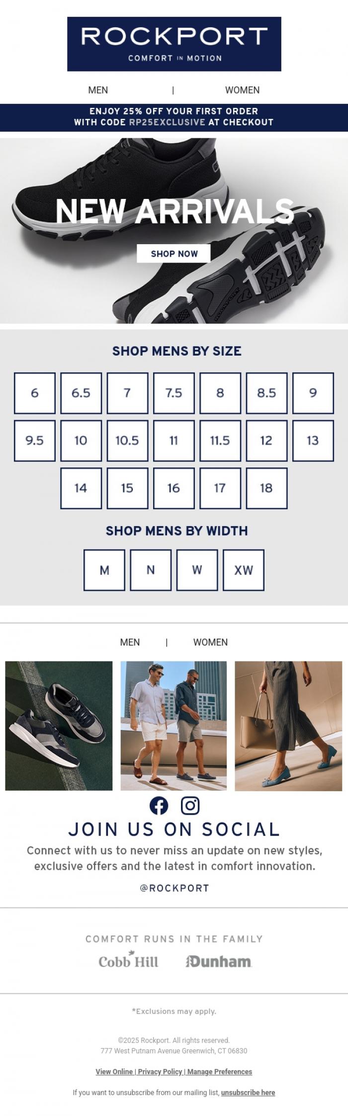 Email Design Inspiration from Rockport, THIS JUST IN: New Arrivals For Him