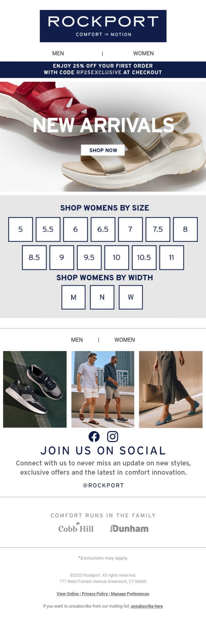 Email Design Inspiration from Rockport, Spring Newness For Her