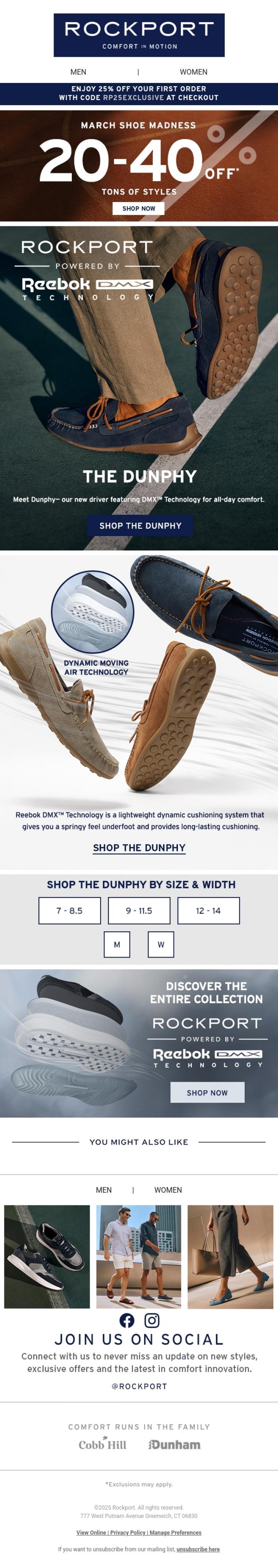 Email Design Inspiration from Rockport, Discover our Dunphy