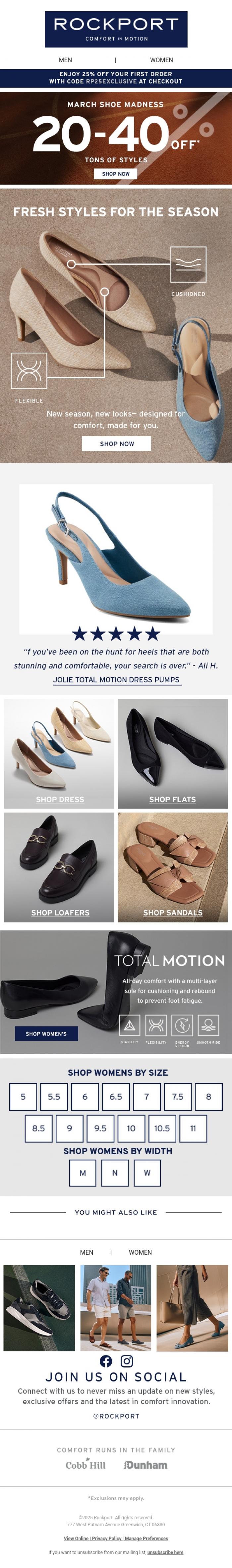 Email Design Inspiration from Rockport, Discover Your Spring Style