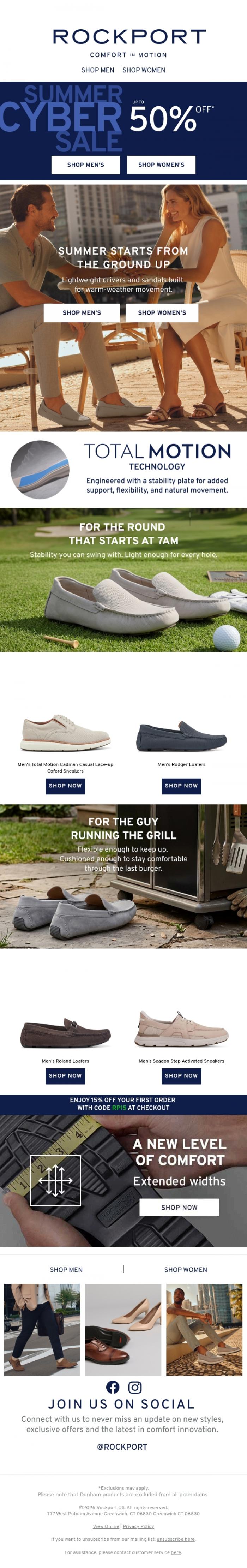 Email Design Inspiration from Rockport, We're Giving You *50% Off* Summer's Best