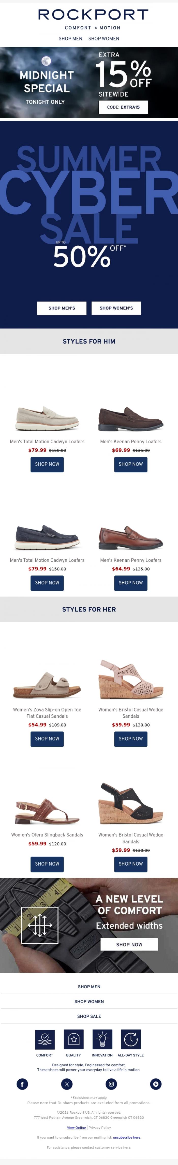 Email Design Inspiration from Rockport, ⏰ Midnight Deadline: STACKABLE SAVINGS