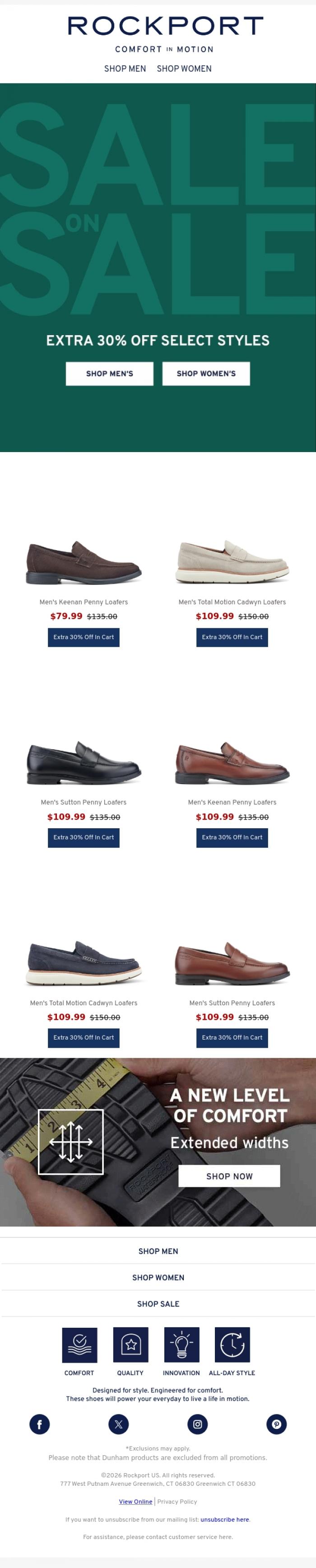 Email Design Inspiration from Rockport, Sale On Sale? GONE TONIGHT!