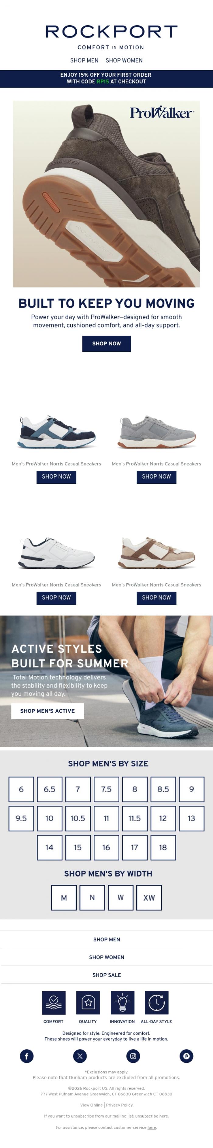 Email Design Inspiration from Rockport, FOUND: Life-Changing Comfort