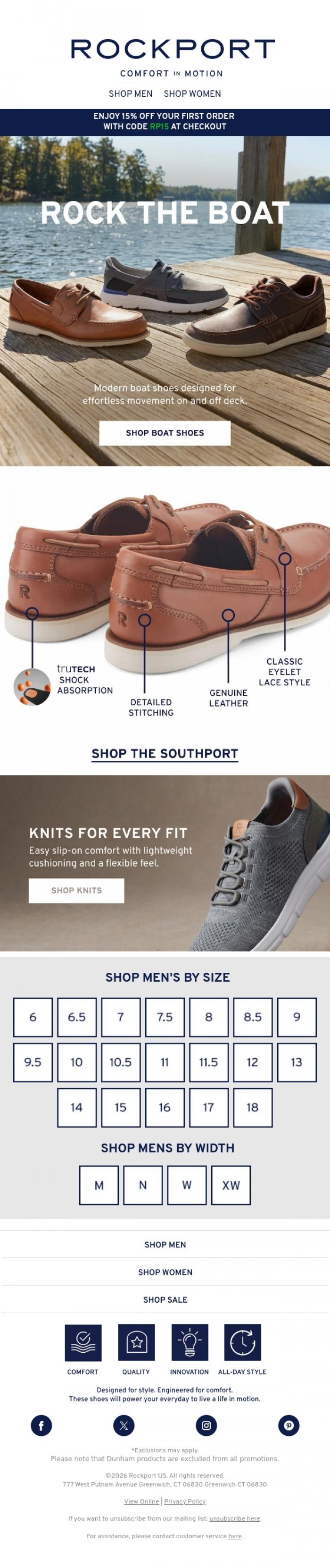 Email Design Inspiration from Rockport, The Boat Shoe, Done Right