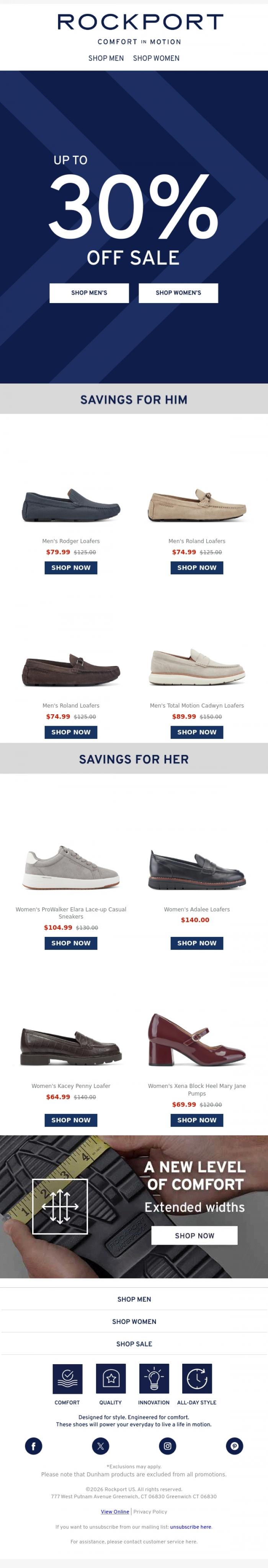 Email Design Inspiration from Rockport, [Heads Up! Your Size Just Went On Sale
