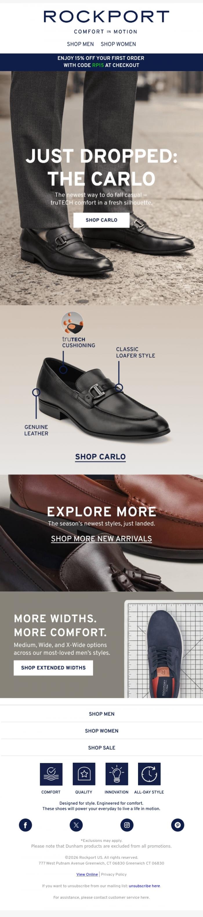 Email Design Inspiration from Rockport, THIS JUST IN: The Carlo