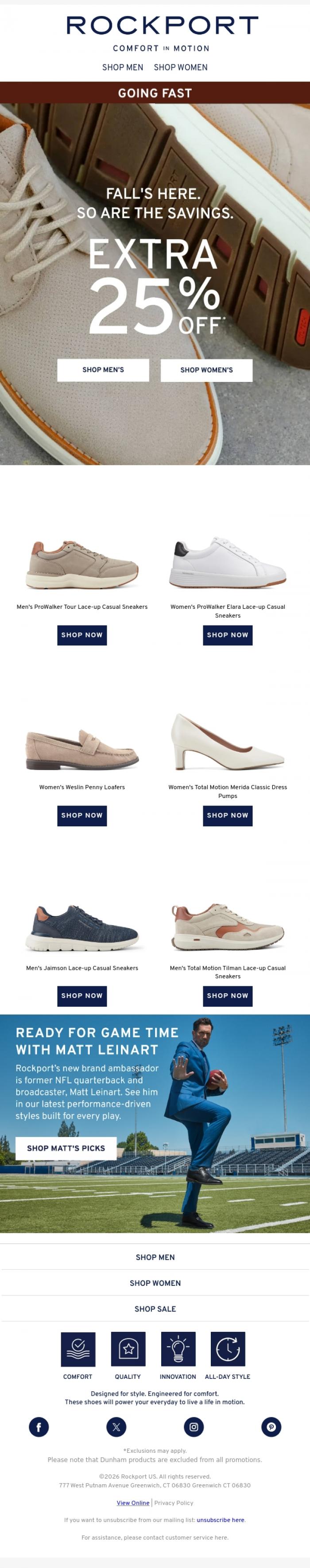 Email Design Inspiration from Rockport, CONFIRMED ☑️ Extra 25% Off Your Picks