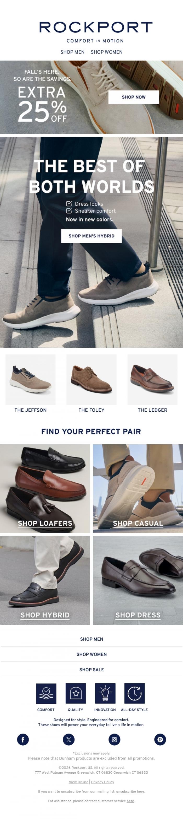 Email Design Inspiration from Rockport, The Best of Both Worlds