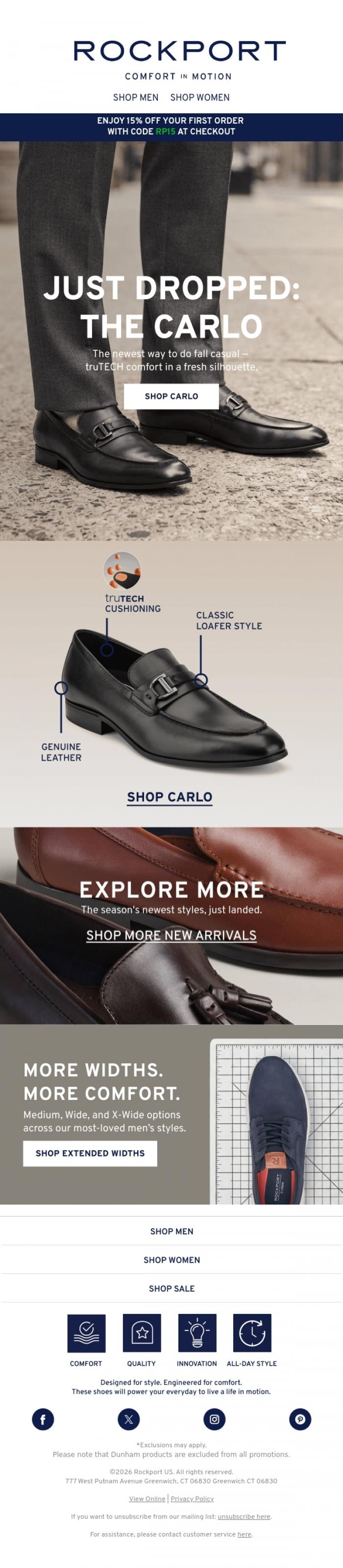 Email Design Inspiration from Rockport, Have You Seen the New Carlo Loafer?
