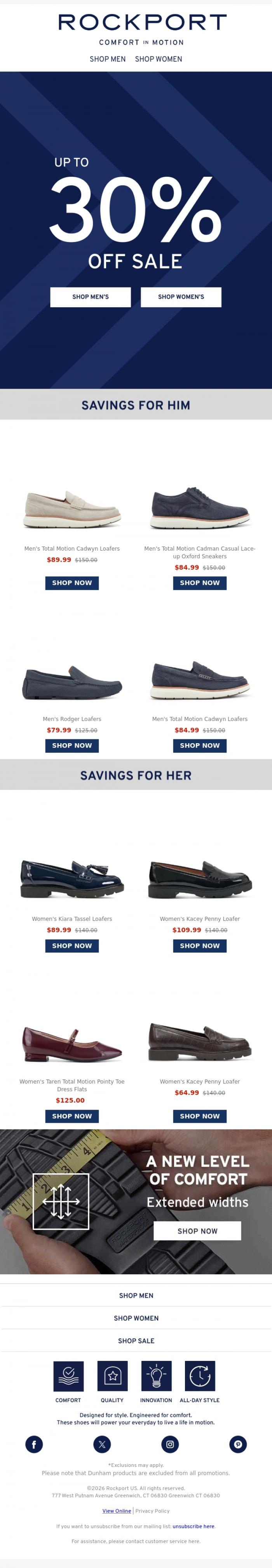 Email Design Inspiration from Rockport, Surprise! Your Picks Just Went On Sale