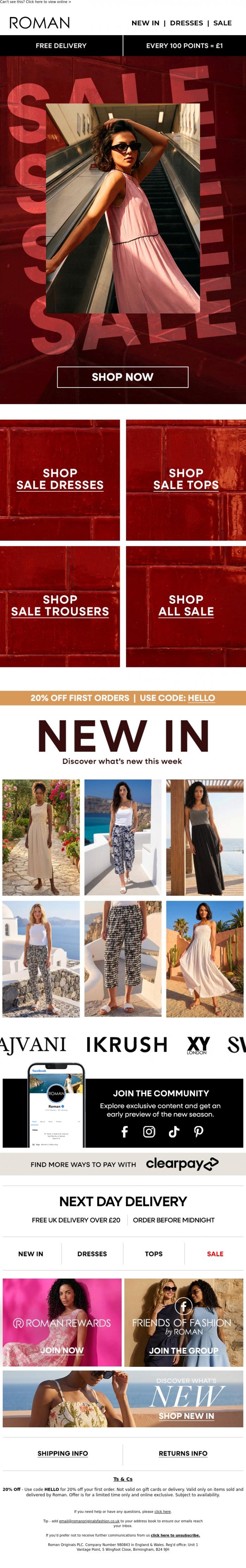 Email Design Inspiration from ROMAN, SALE just went up a level 🔥