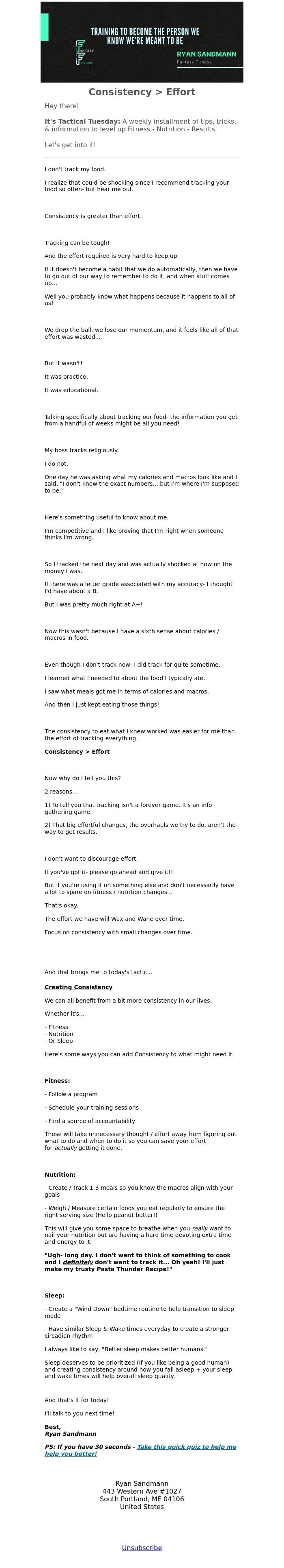 Email Design Inspiration from Ryan Sandmann, Too Much Effort?