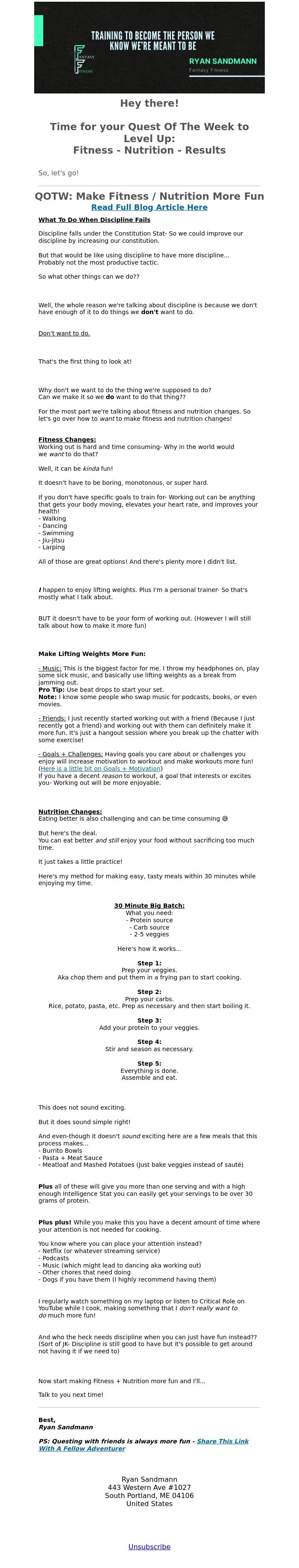 Email Design Inspiration from Ryan Sandmann, Trade Discipline For Fun