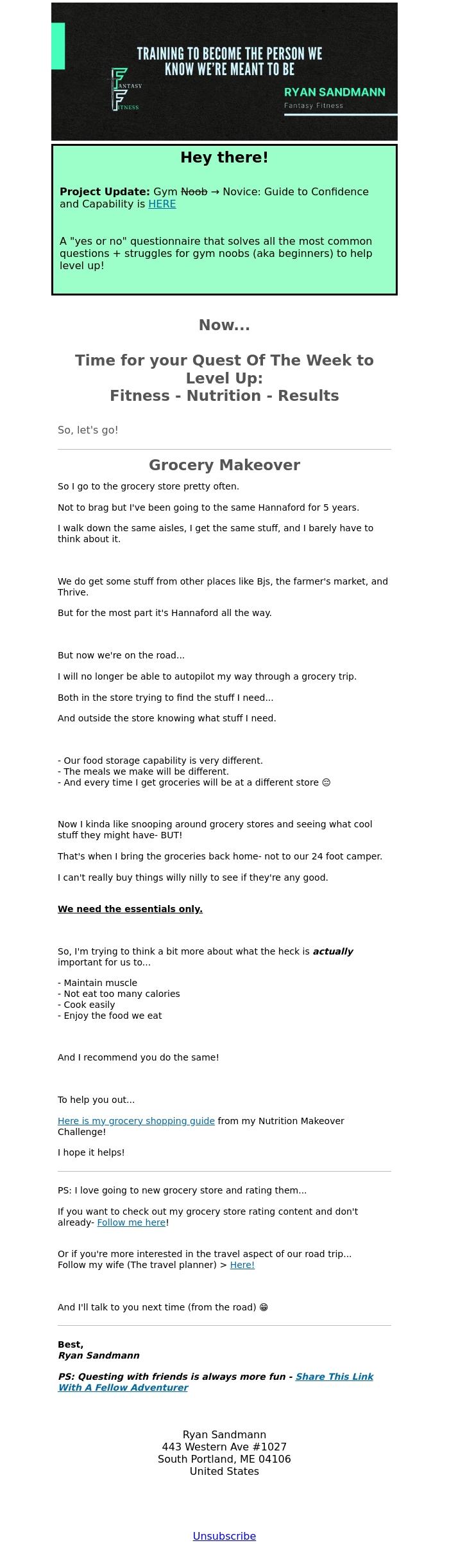 Email Design Inspiration from Ryan Sandmann, Grocery Makeover