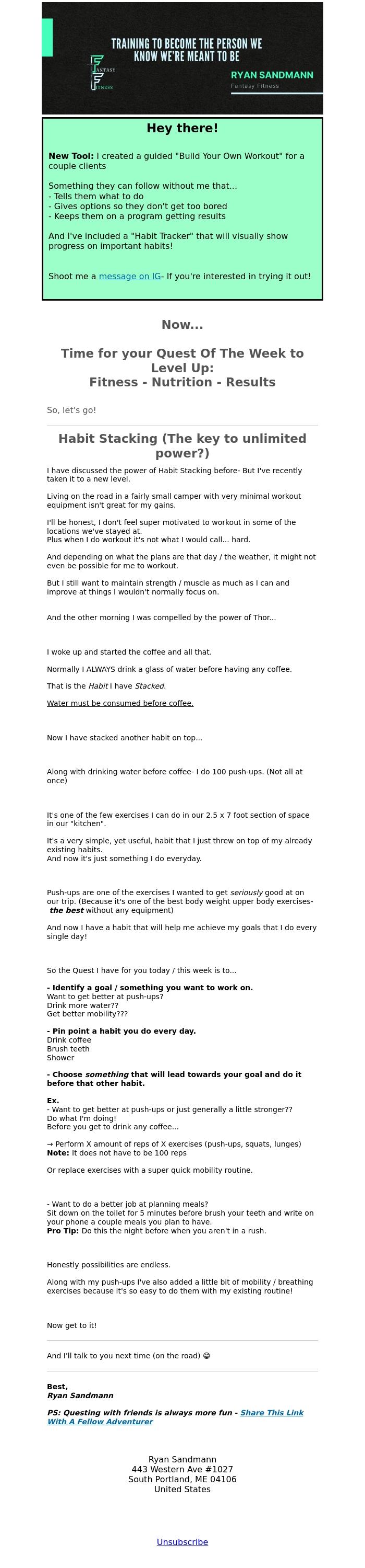 Email Design Inspiration from Ryan Sandmann, Before Coffee - What Can You Accomplish??