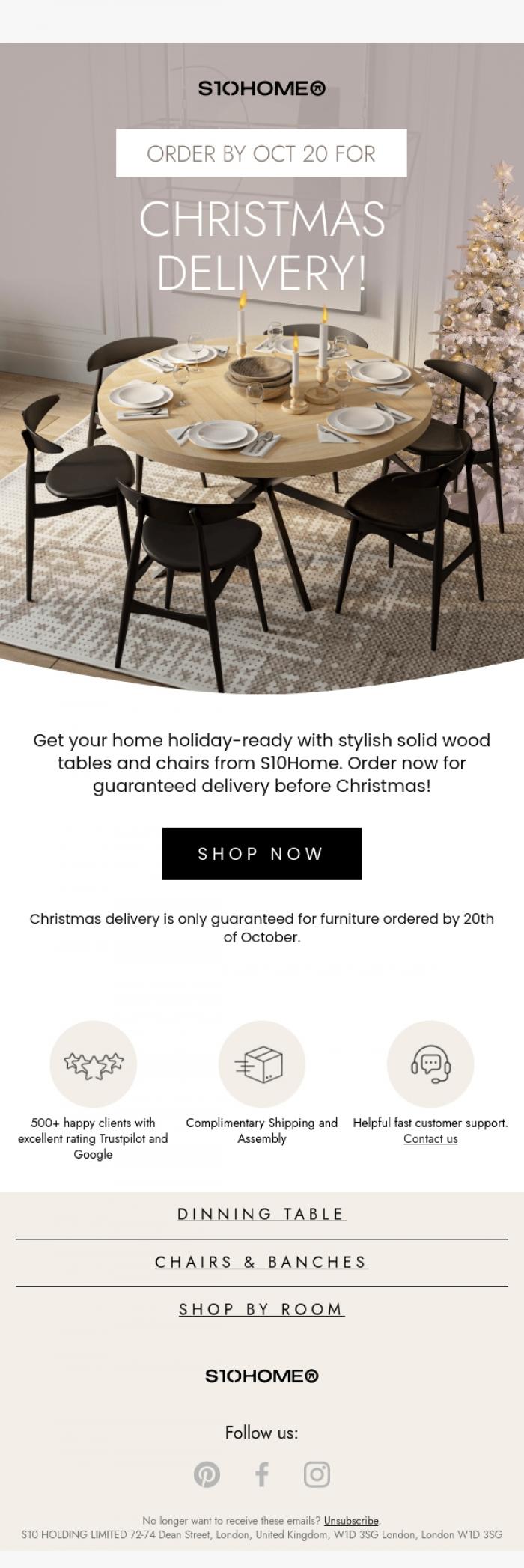 Email Design Inspiration from S10HOME, 🎄 Order Today for Guaranteed Christmas Delivery!