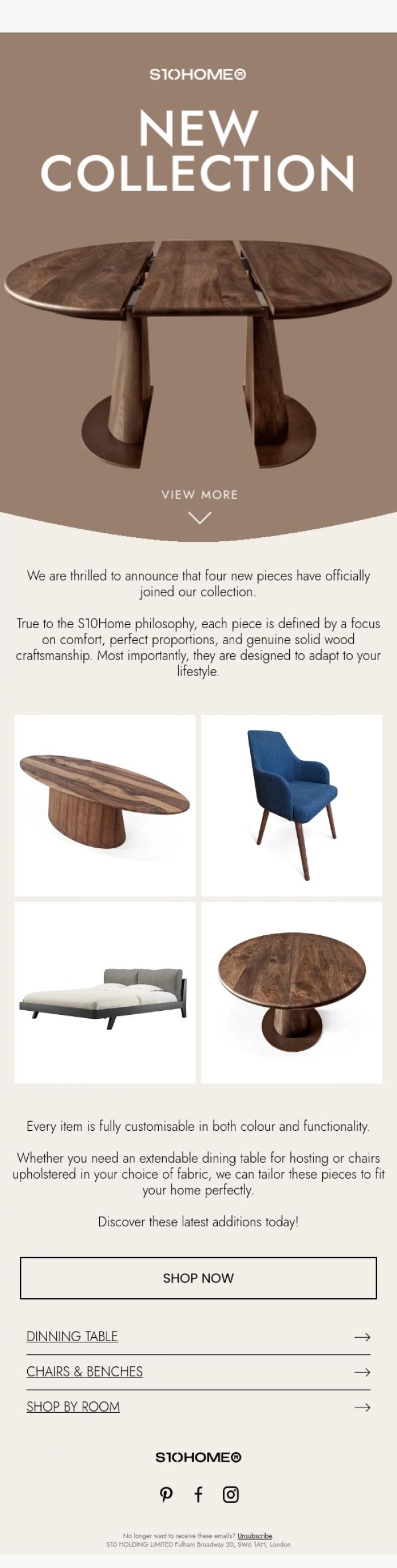 Email Design Inspiration from S10HOME, NEW COLLECTION
