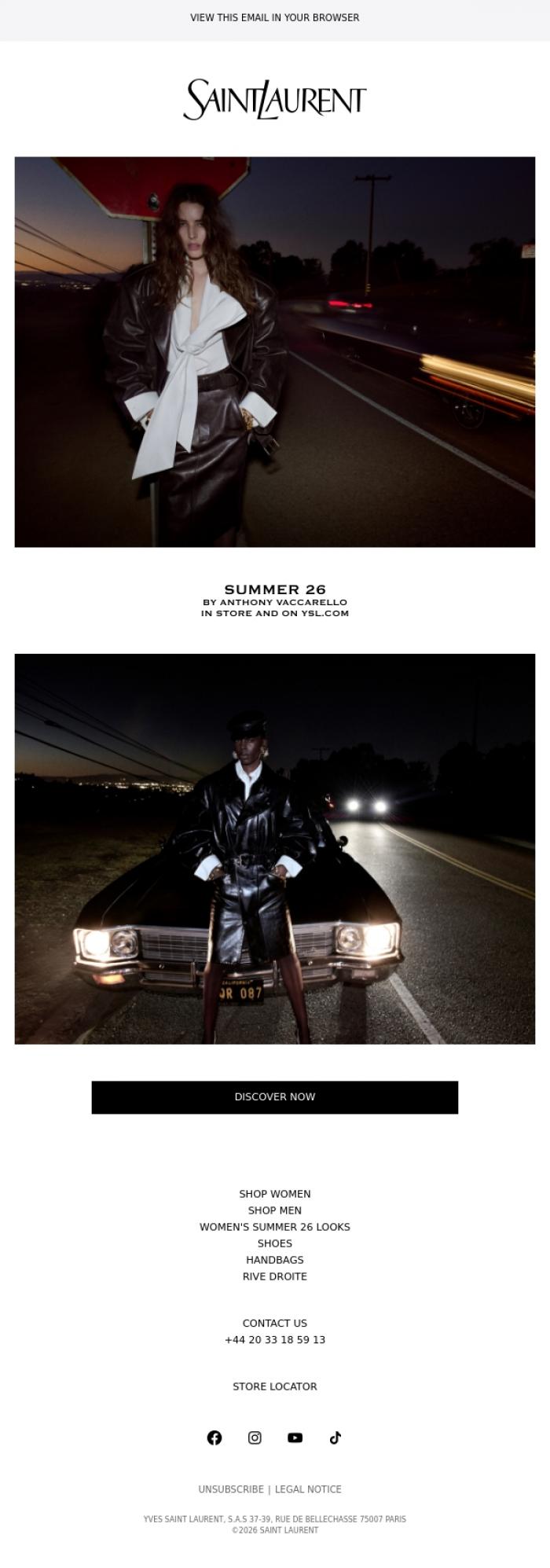 Email Design Inspiration from SAINT LAURENT, Leather & Poplin