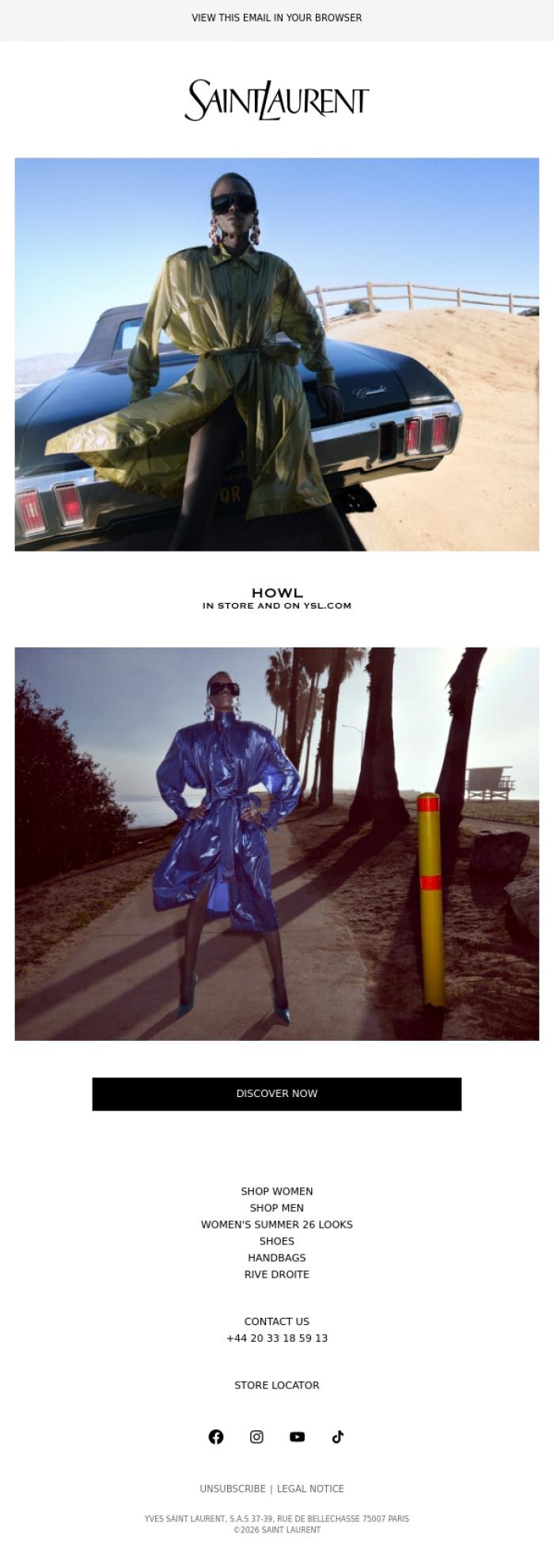 Email Design Inspiration from SAINT LAURENT, Howl