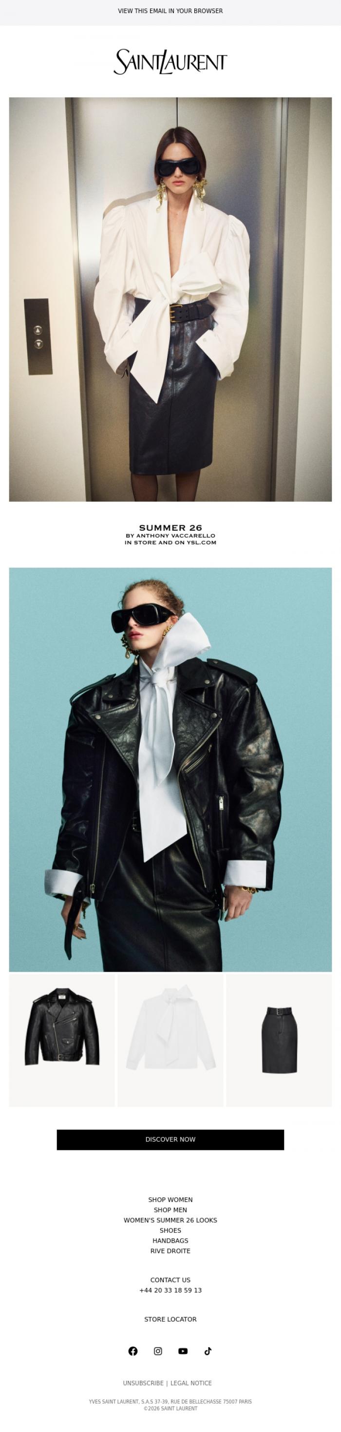 Email Design Inspiration from SAINT LAURENT, Leather Silhouette