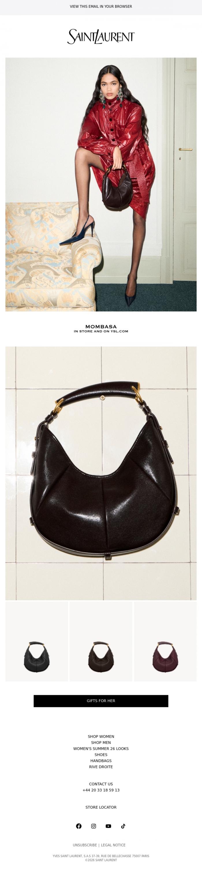 Email Design Inspiration from SAINT LAURENT, Mombasa