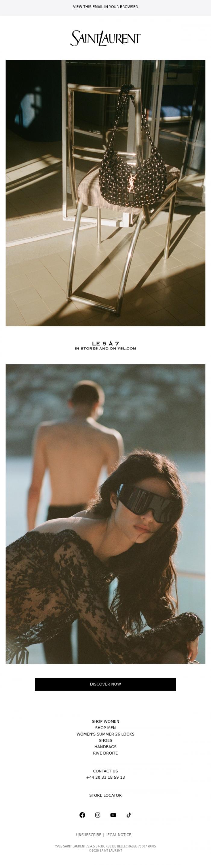 Email Design Inspiration from SAINT LAURENT, Le 5 &agrave; 7