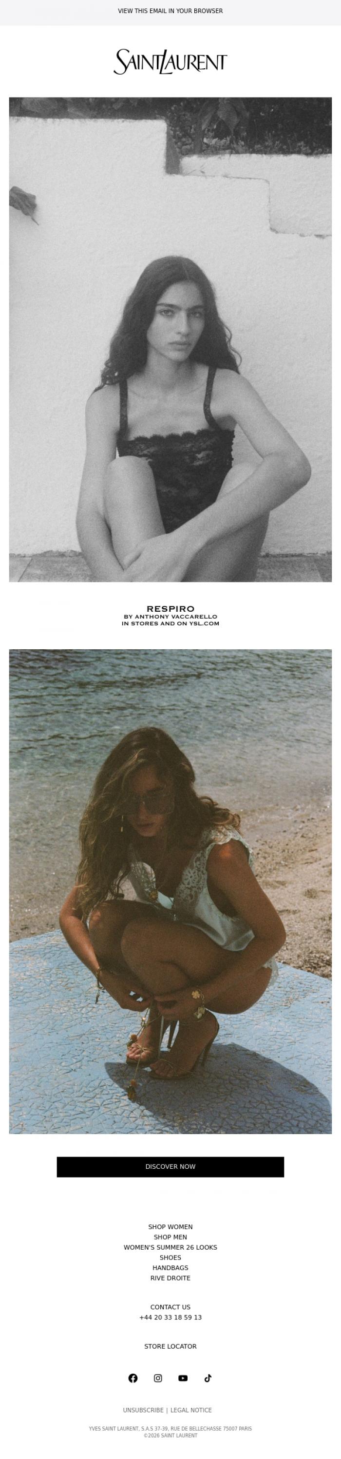 Email Design Inspiration from SAINT LAURENT, Satin & Lace