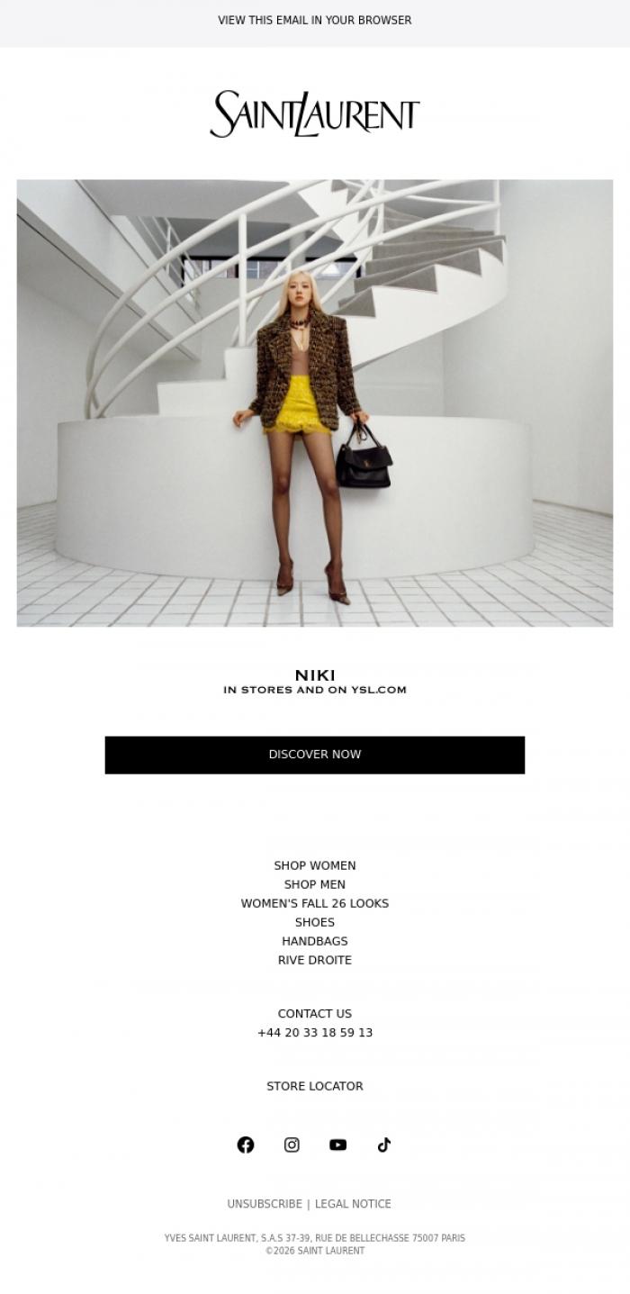 Email Design Inspiration from SAINT LAURENT, Niki