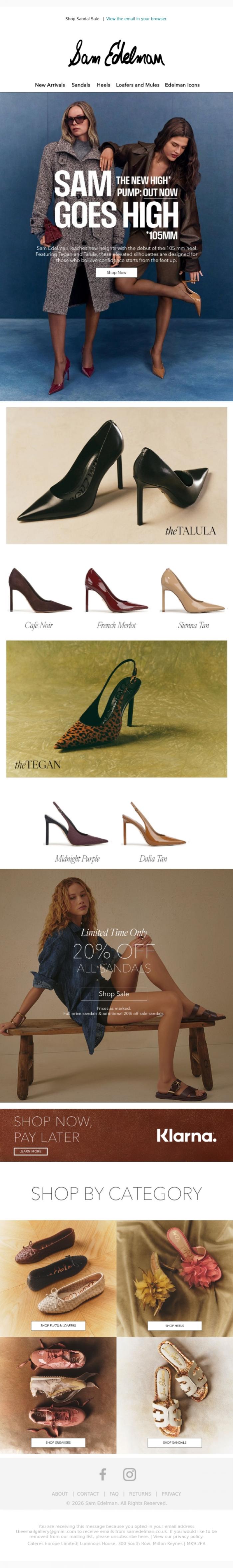 Email Design Inspiration from Sam Edelman, Shop our New High Heels. Discover the Talula High Pump.