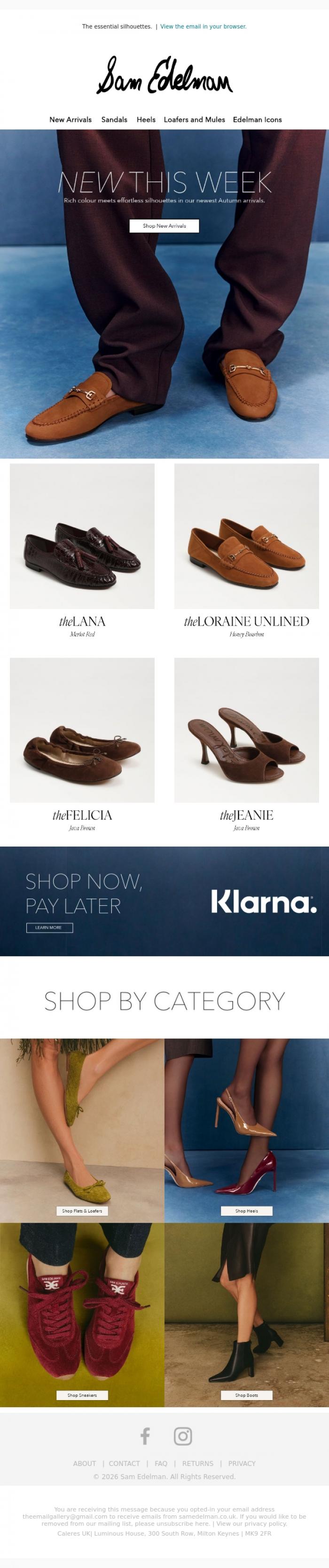Email Design Inspiration from Sam Edelman, DISCOVER OUR NEW AUTUMN ARRIVALS.