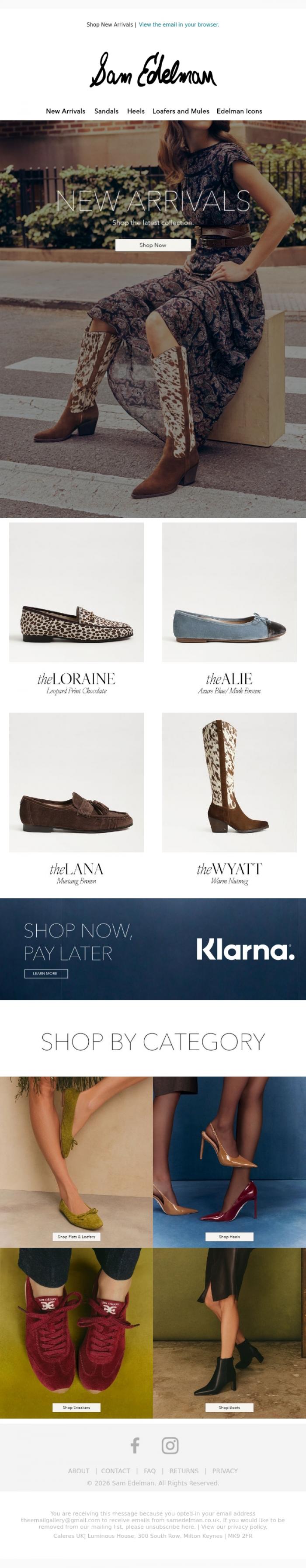 Email Design Inspiration from Sam Edelman, NEW + NOW: Shop New Arrivals