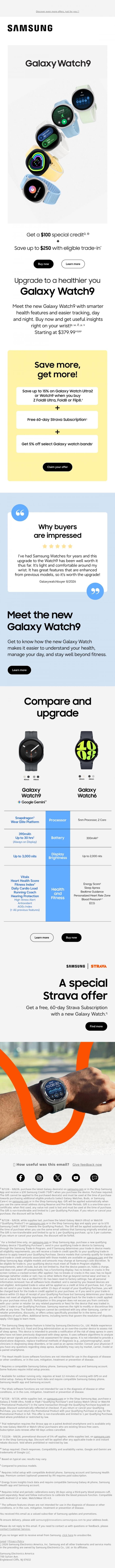 Email Design Inspiration from Samsung,      Time for your next upgrade: the new Galaxy Watch9 🚀     