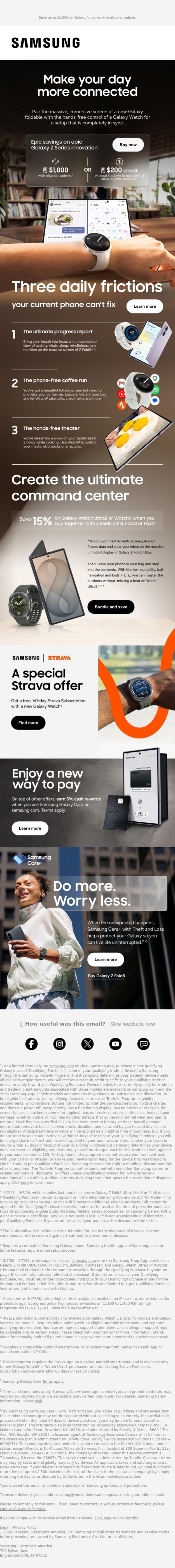 Email Design Inspiration from Samsung, Find the Galaxy foldable and Watch that fits your lifestyle