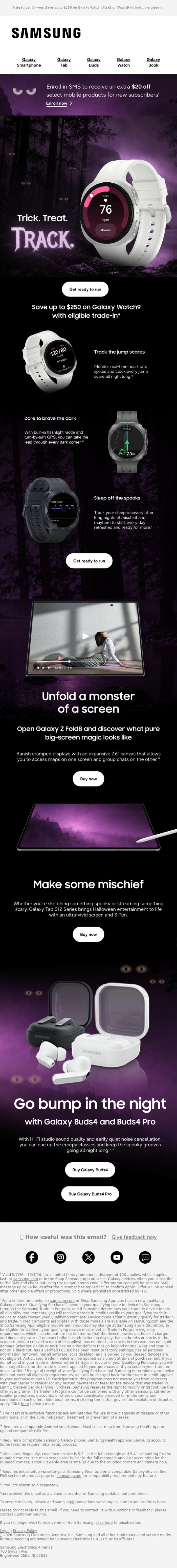 Email Design Inspiration from Samsung, Track your heart rate this spooky season with Galaxy Watch9