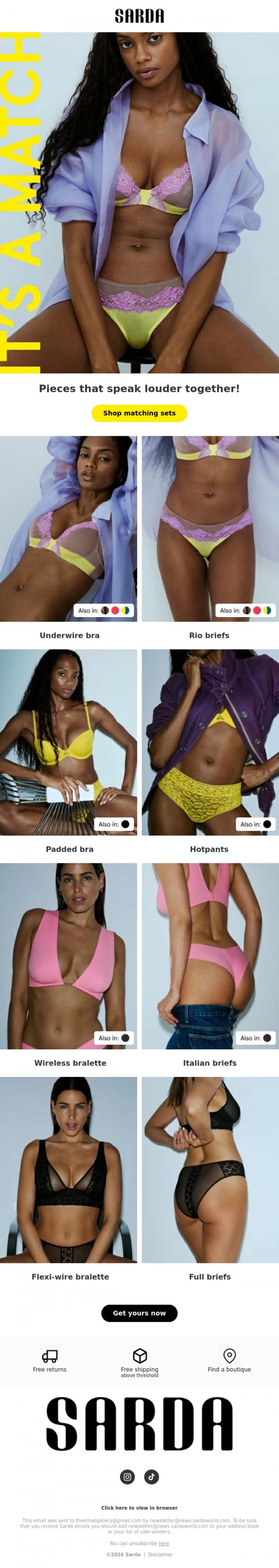 Email Design Inspiration from Sarda, Pieces that speak louder together