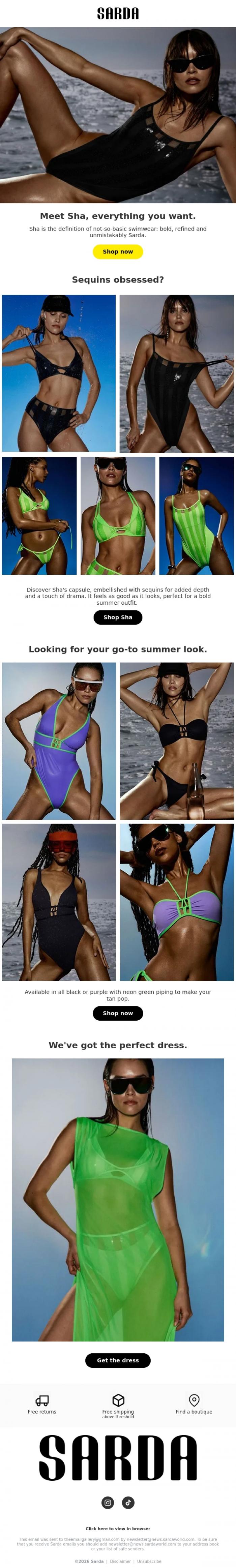 Email Design Inspiration from Sarda, Everything you're looking for this summer ☀️