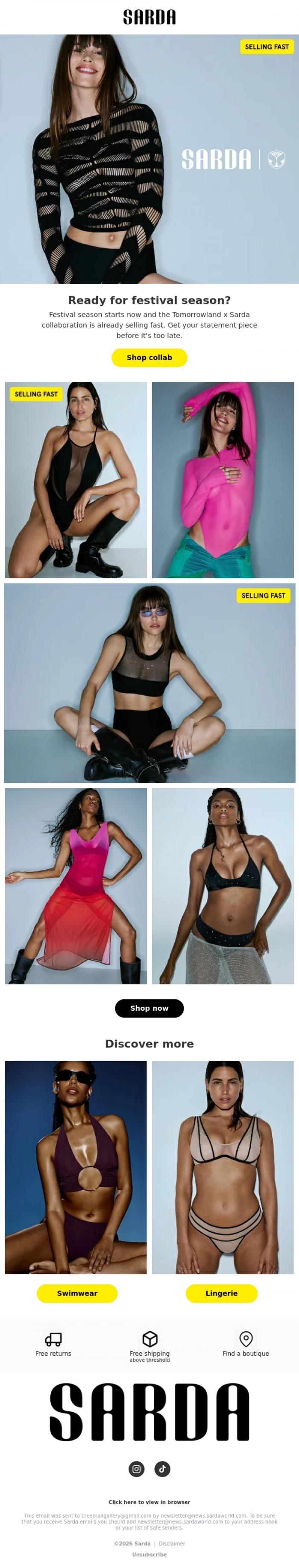 Email Design Inspiration from Sarda, Your festival look starts here