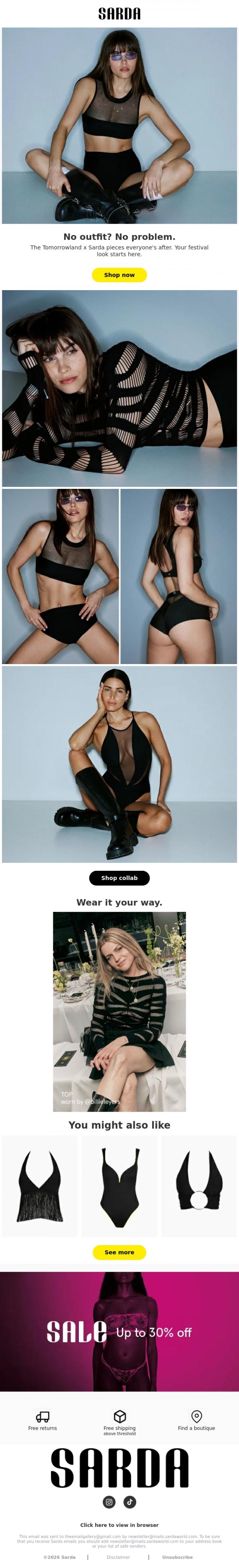 Email Design Inspiration from Sarda, No outfit for this festival season?