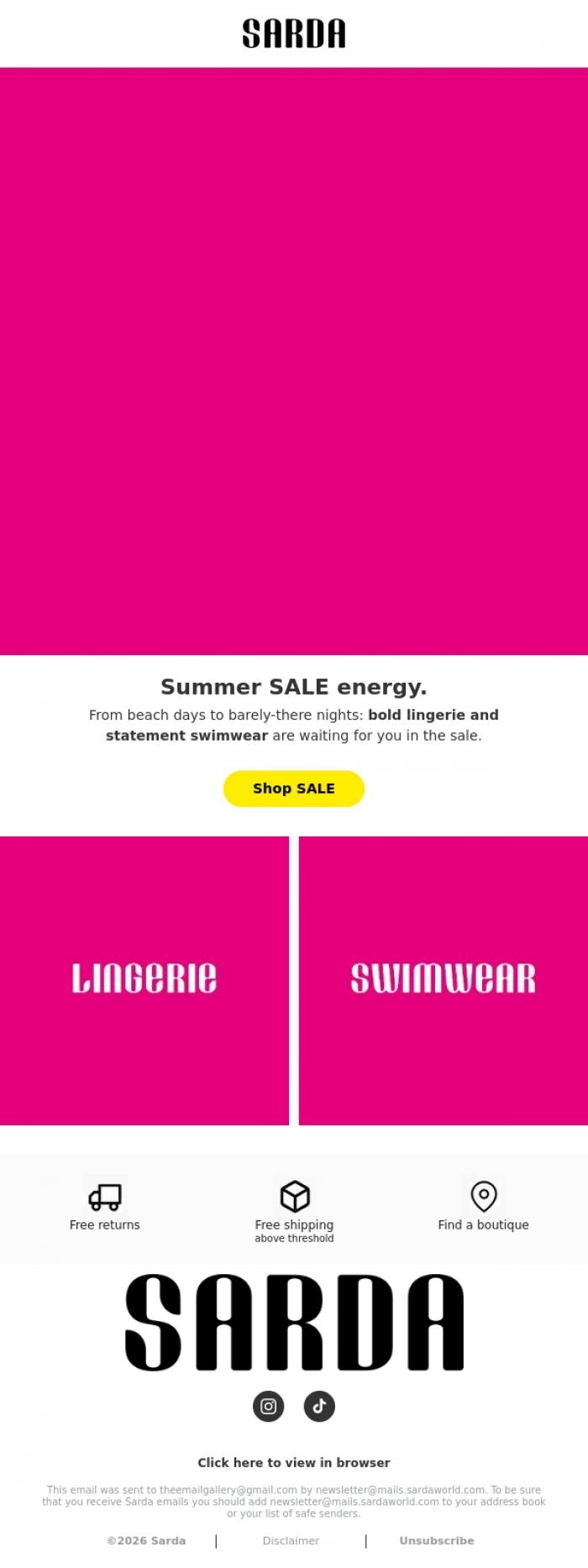 Email Design Inspiration from Sarda, Summer SALE just got hotter.